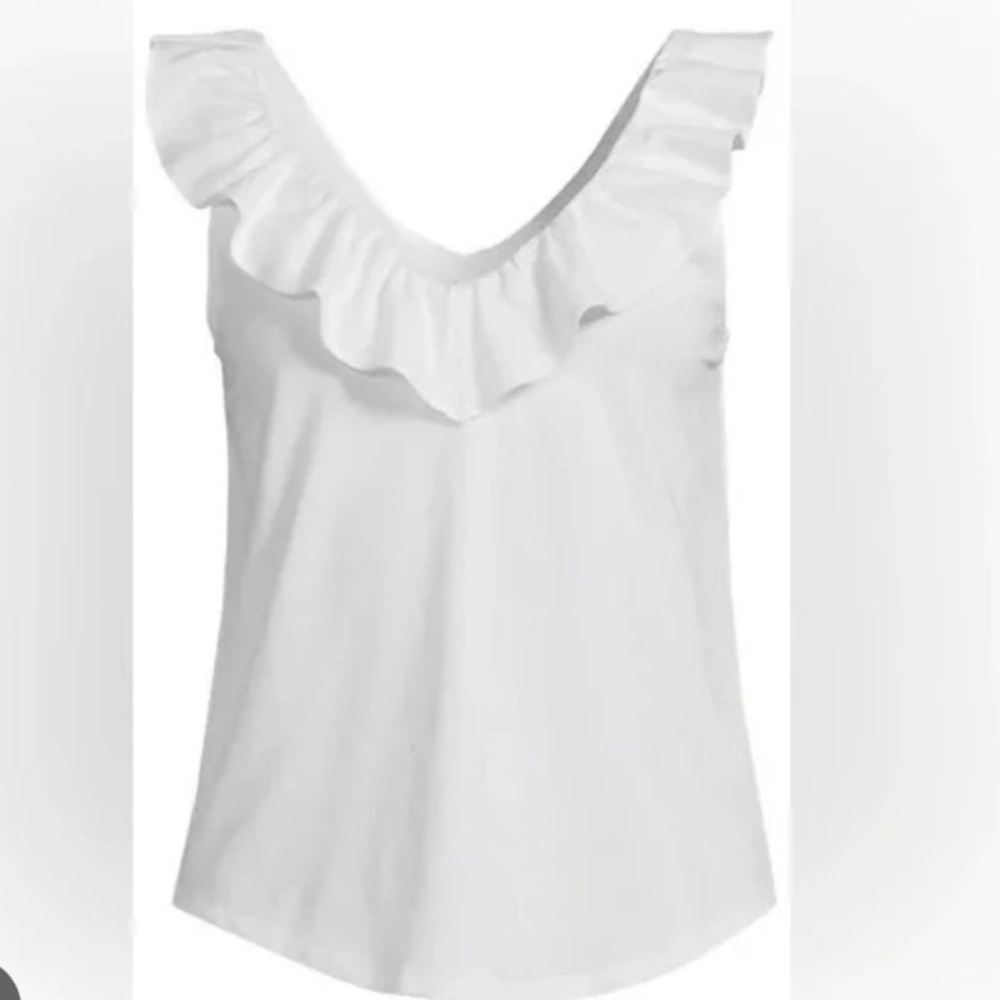 Chaser Double Ruffle V Neck Tank Size Small NWT
